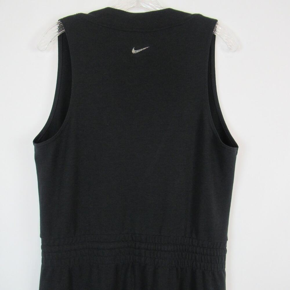 NIKE Yoga Cropped Wide Leg Jumpsuit in Black Dri-Fit French Terry - Size Large - Picture 5 of 12